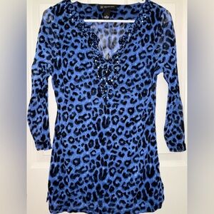 Blue Leopard Print Women's Top